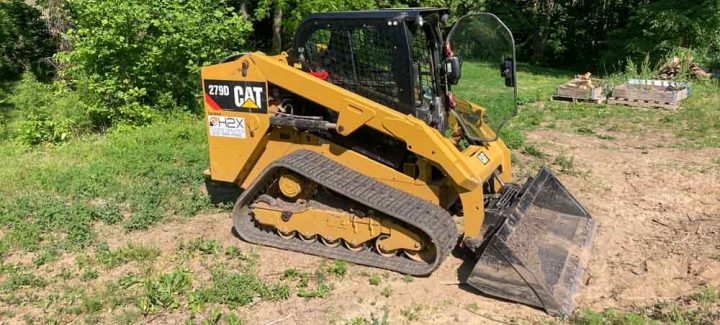 An excavation equipment in a residential backyard